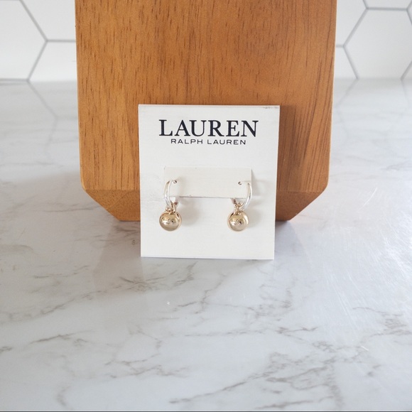 Lauren Ralph Lauren Two-Tone Bead Charm Hoop Earring - Picture 2 of 3